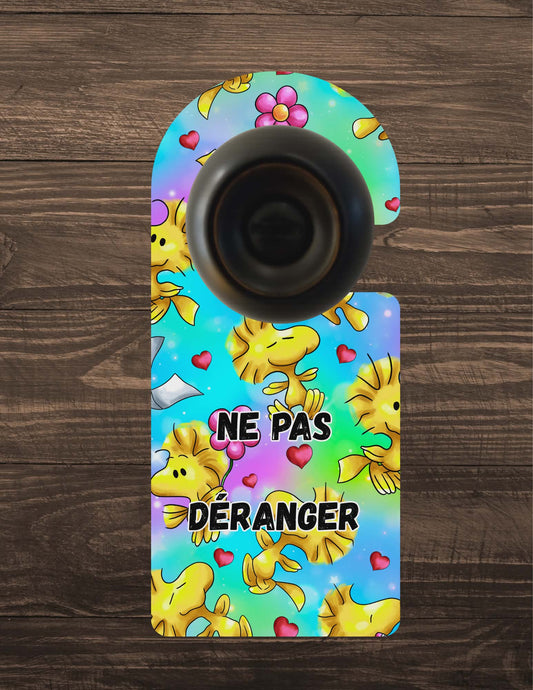 🪝 Accroche-porte personnalisé – Ne pas déranger oiseau jaune