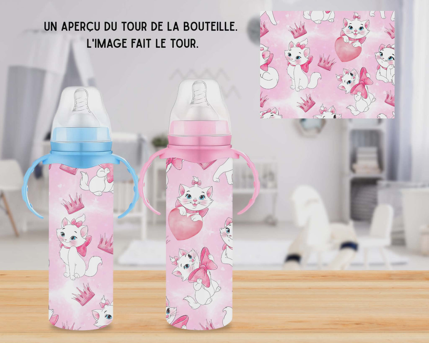 🍼 Biberons sublimé - Chat blanc