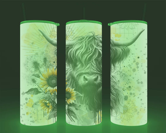 Verre isotherme -  (allume dans le noir) vache highland