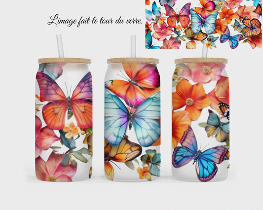 🥤 Verre givré sublimé – papillon coloré