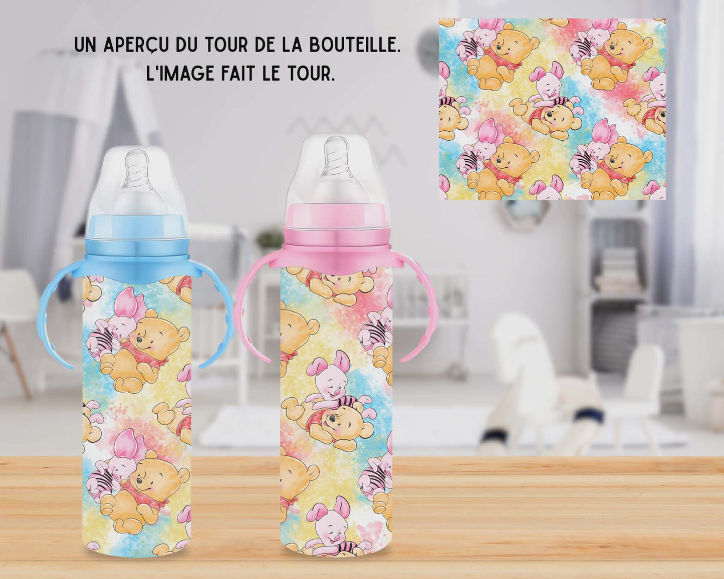 🍼 Biberons sublimé - Ourson jaune avec ami