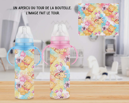 🍼 Biberons sublimé - Ourson jaune avec ami