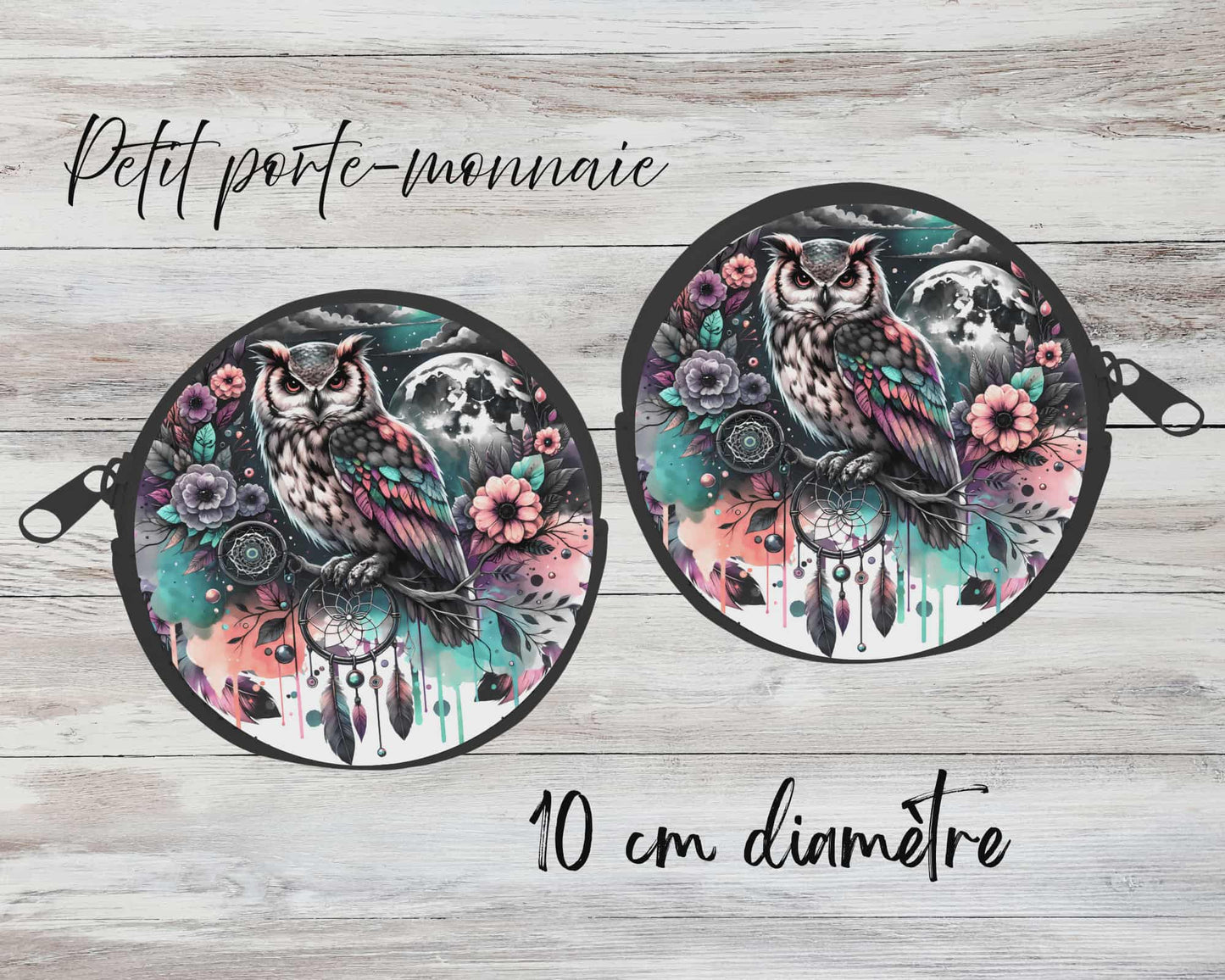 ✨ Petit porte-monnaie sublimé – Hibou coloré