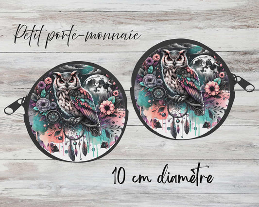 ✨ Petit porte-monnaie sublimé – Hibou coloré