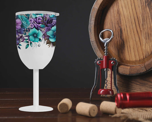Coupe vin isotherme - fleuris bleu et mauve