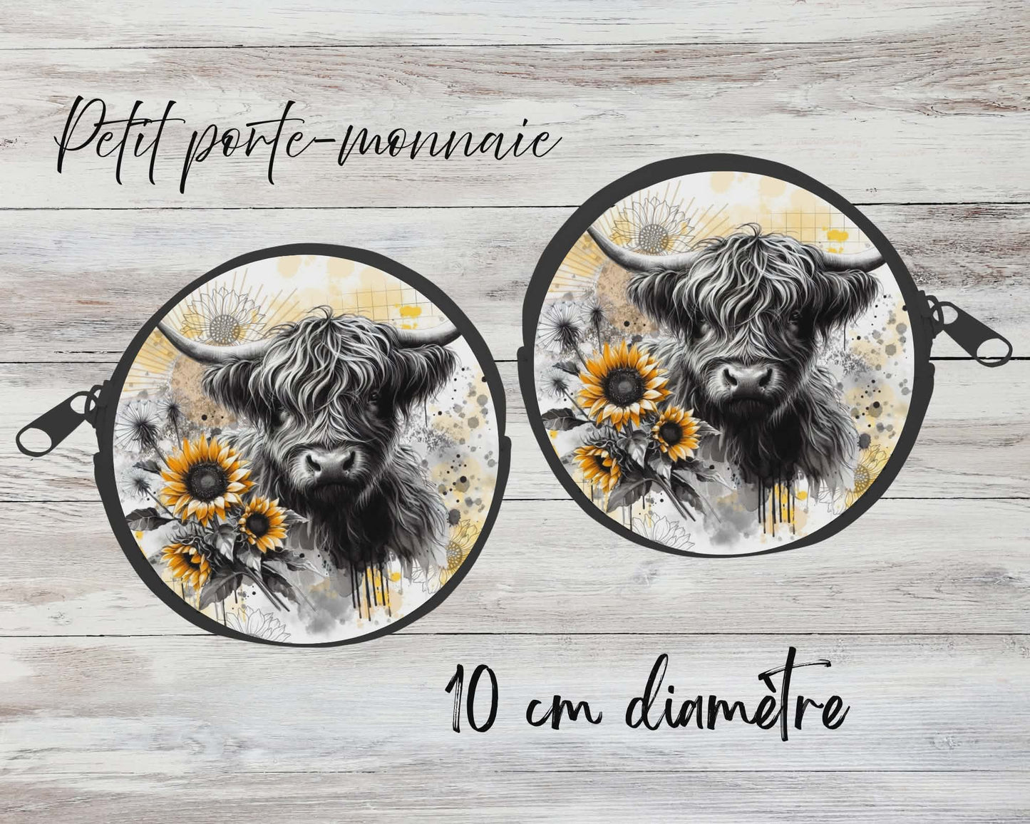 ✨ Petit porte-monnaie sublimé – vache highland