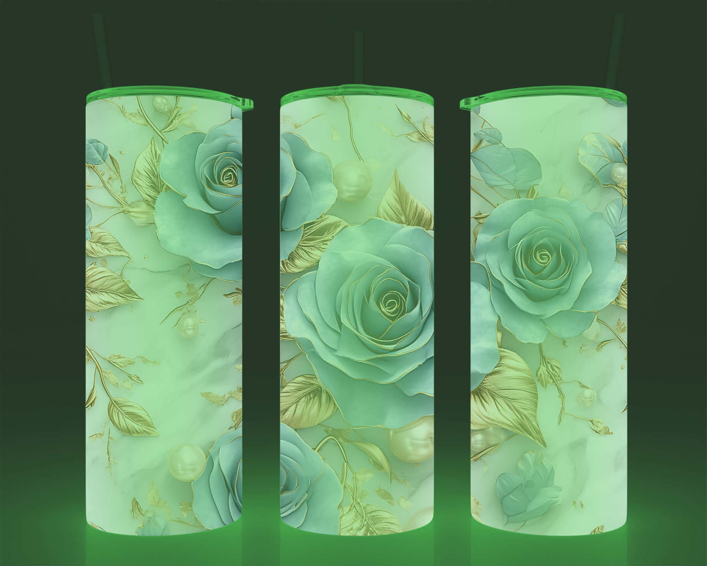 Verre isotherme -  (allume dans le noir) roses bleu