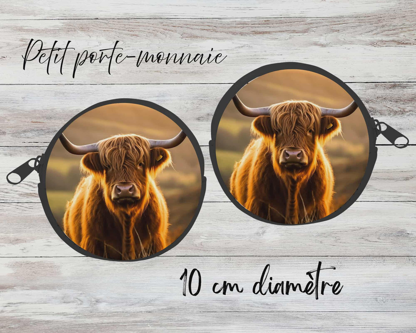 ✨ Petit porte-monnaie sublimé – Vache highland