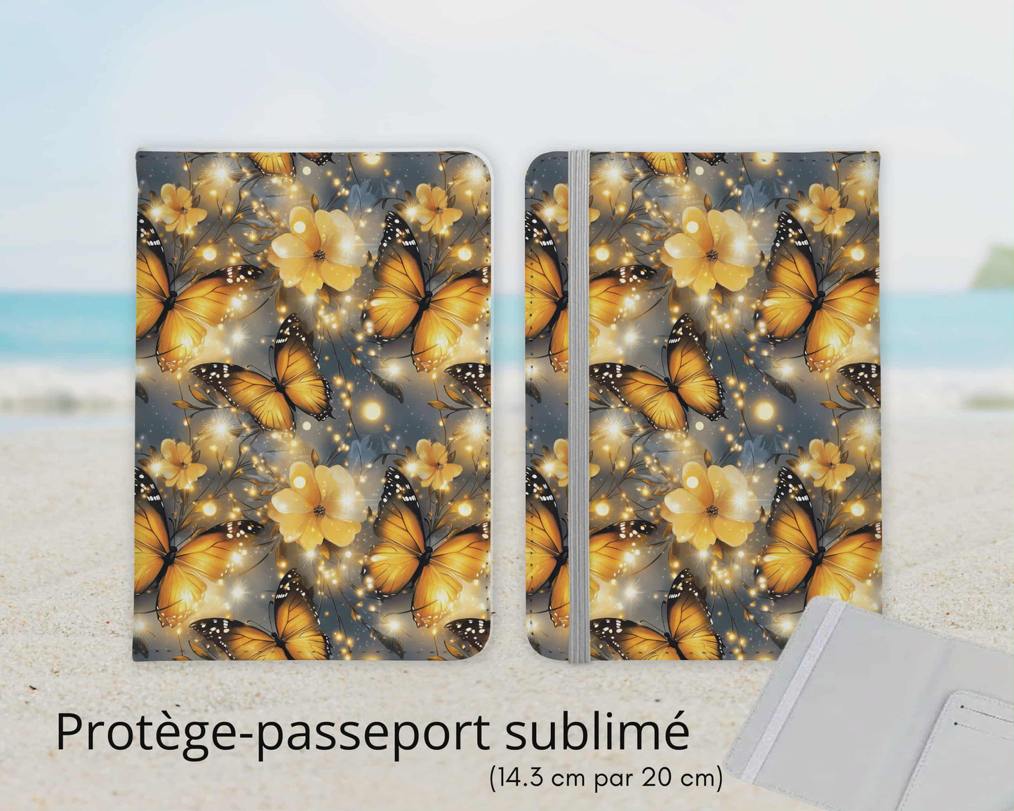 Protège-passeport sublimé -Papillon et fleur jaune