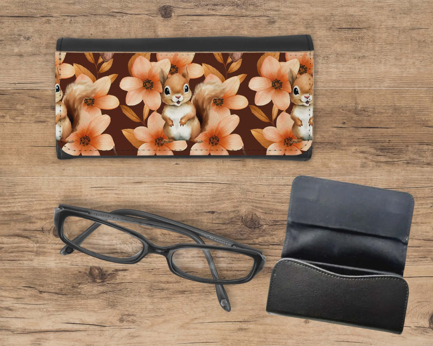 Étui à lunette - Écureuil avec fleurs