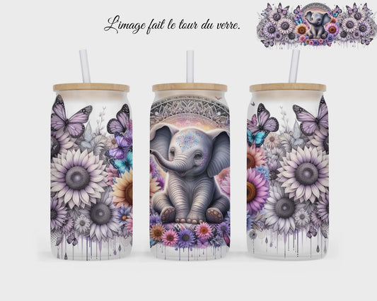 🥤 Verre givré sublimé – éléphant