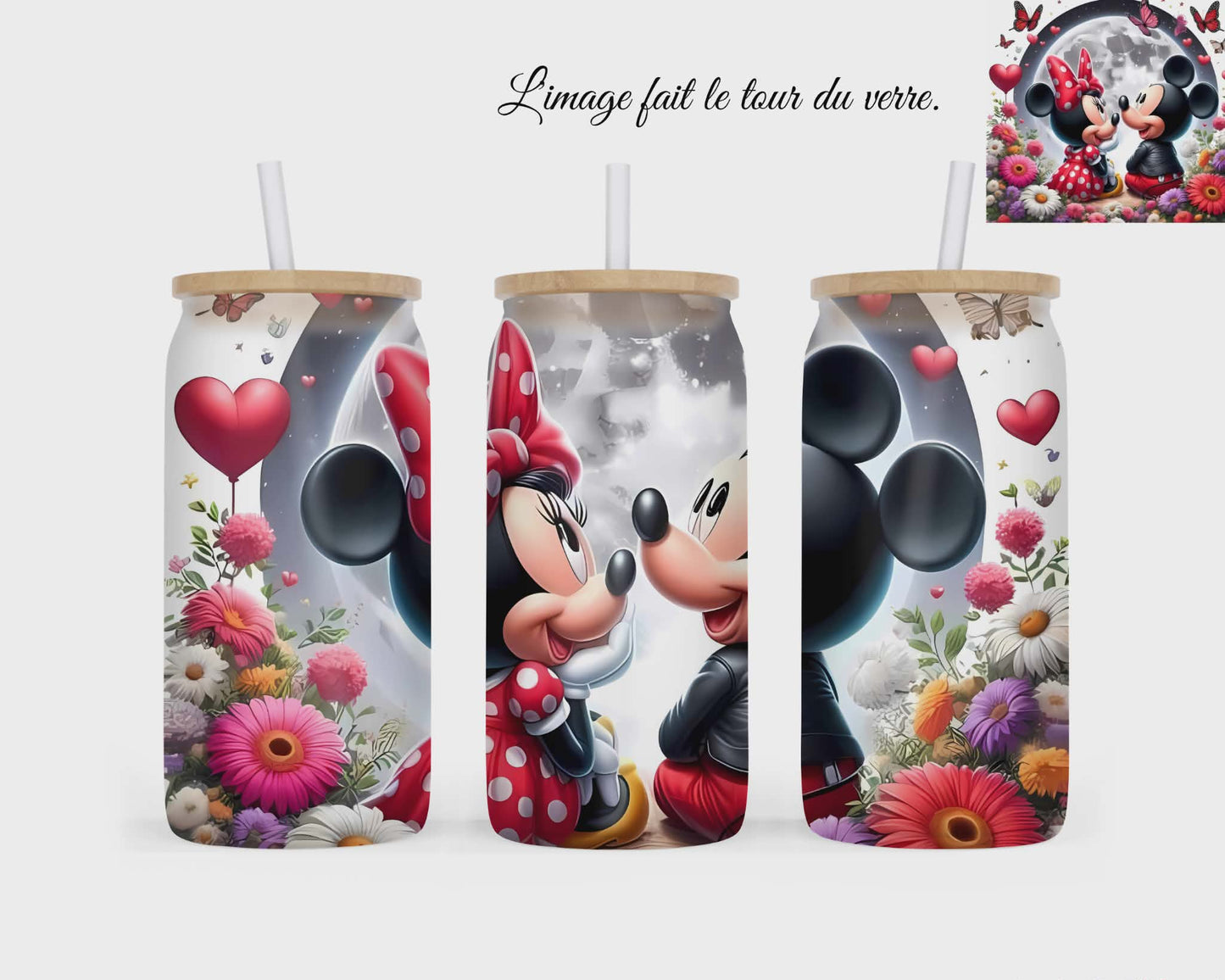 🥤 Verre givré sublimé – souris amoureux