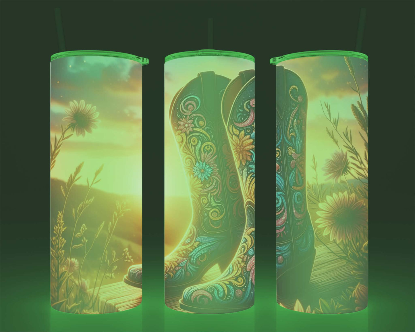 Verre isotherme -  (allume dans le noir) botte cowgirl