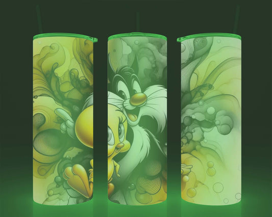 Verre isotherme -  (allume dans le noir) oiseaux populaires jaune