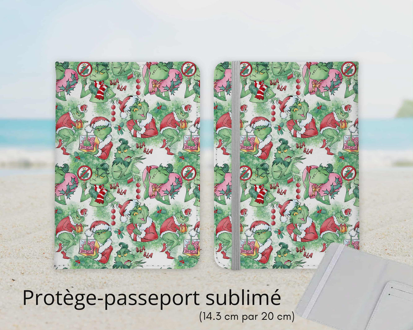 Protège-passeport sublimé - bonhomme vert Noël