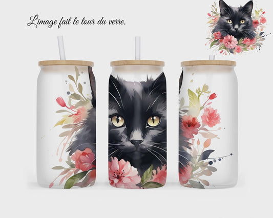 🥤 Verre givré sublimé – chat noir