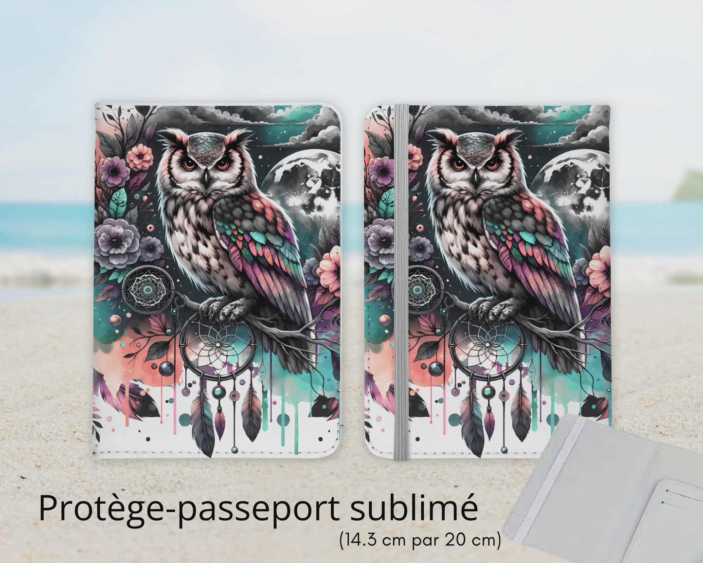 Protège-passeport sublimé - Hibou coloré