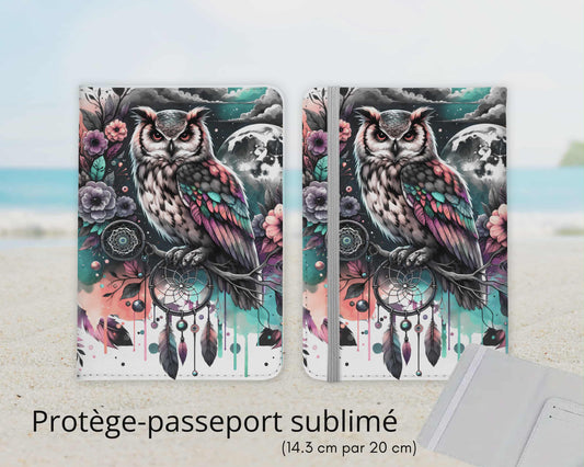 Protège-passeport sublimé - Hibou coloré
