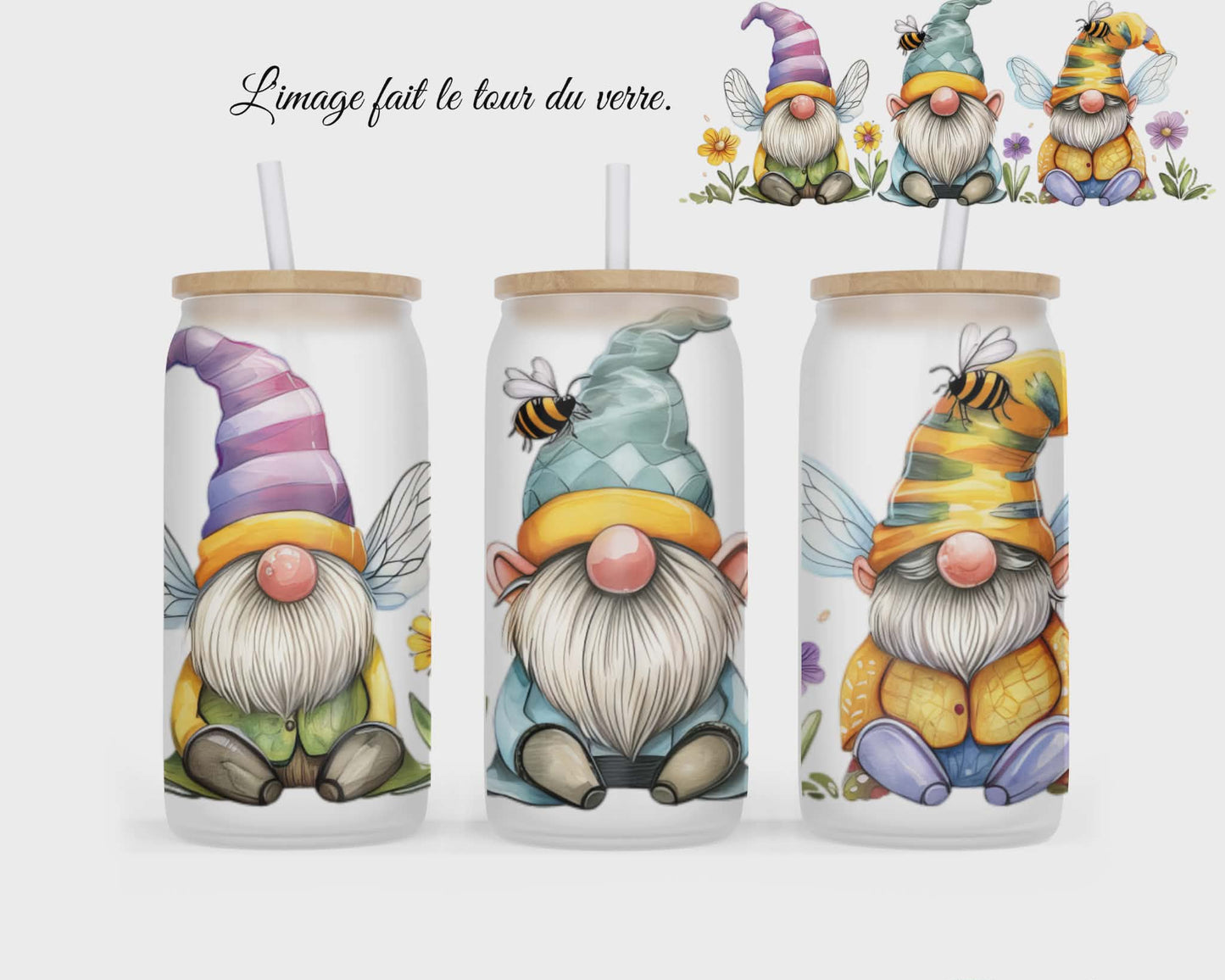 🥤 Verre givré sublimé – gnomes