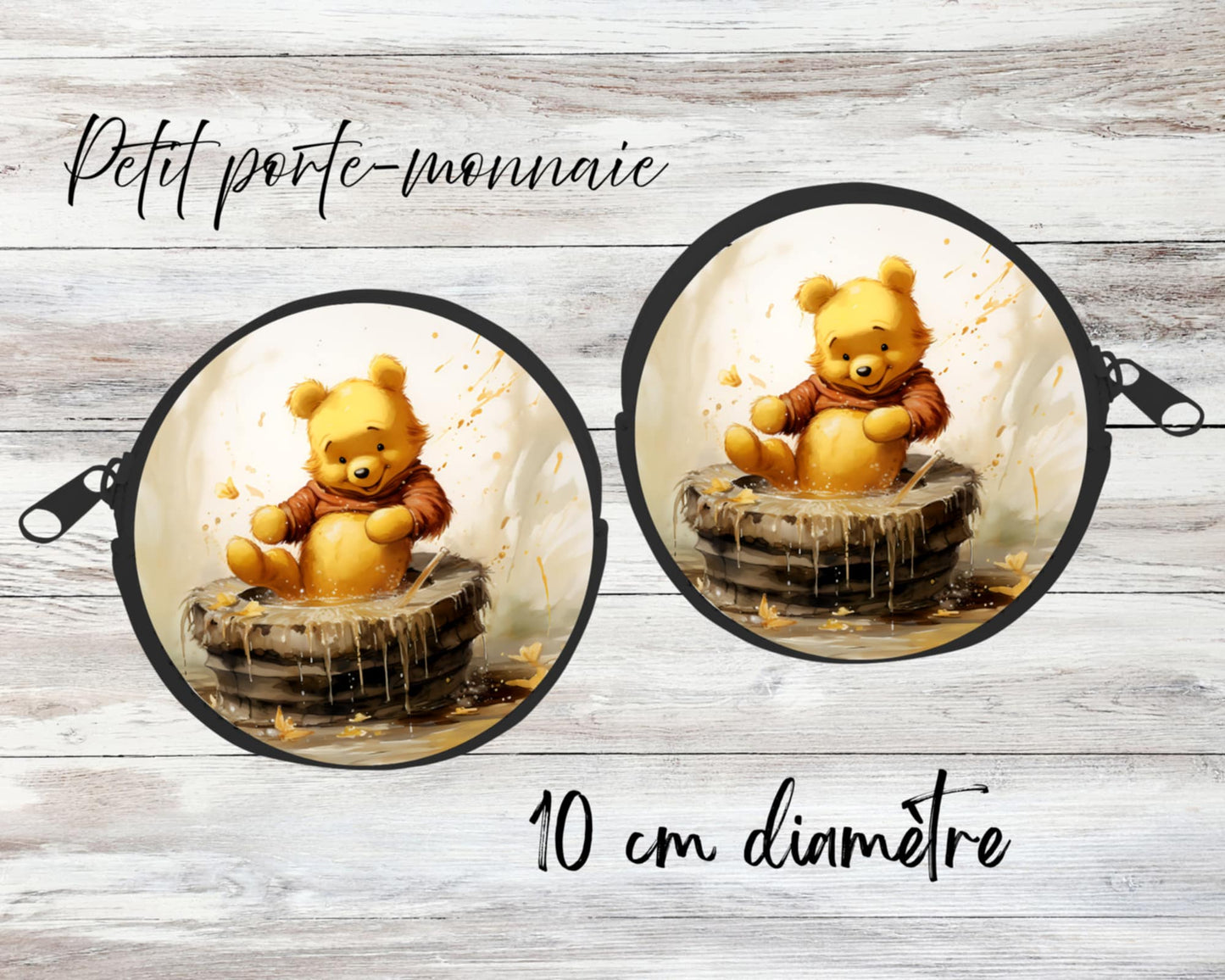 ✨ Petit porte-monnaie sublimé – ourson jaune