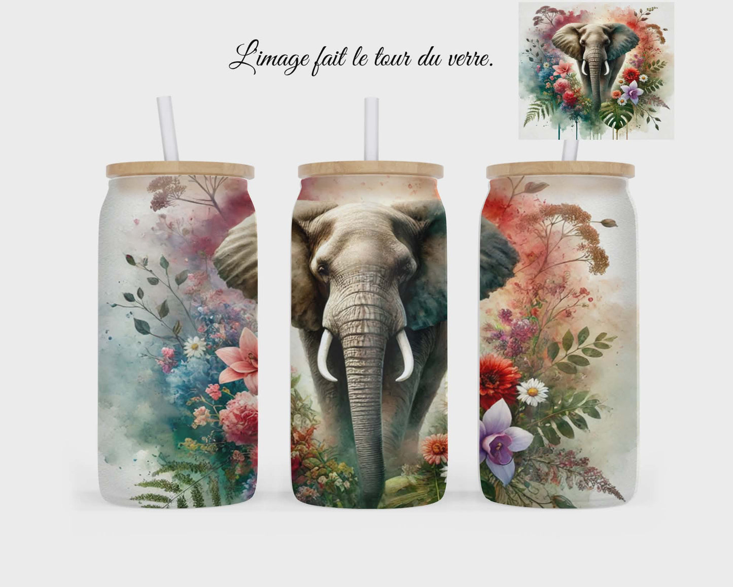 🥤 Verre givré sublimé – éléphant v.2