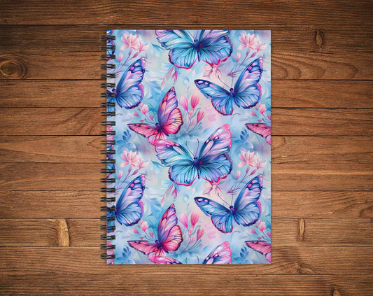 Cahier de notes - papillon rose et bleu