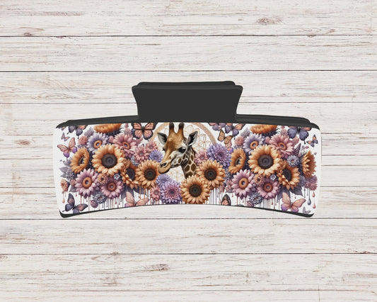 Pince à cheveux - girafe tournesol