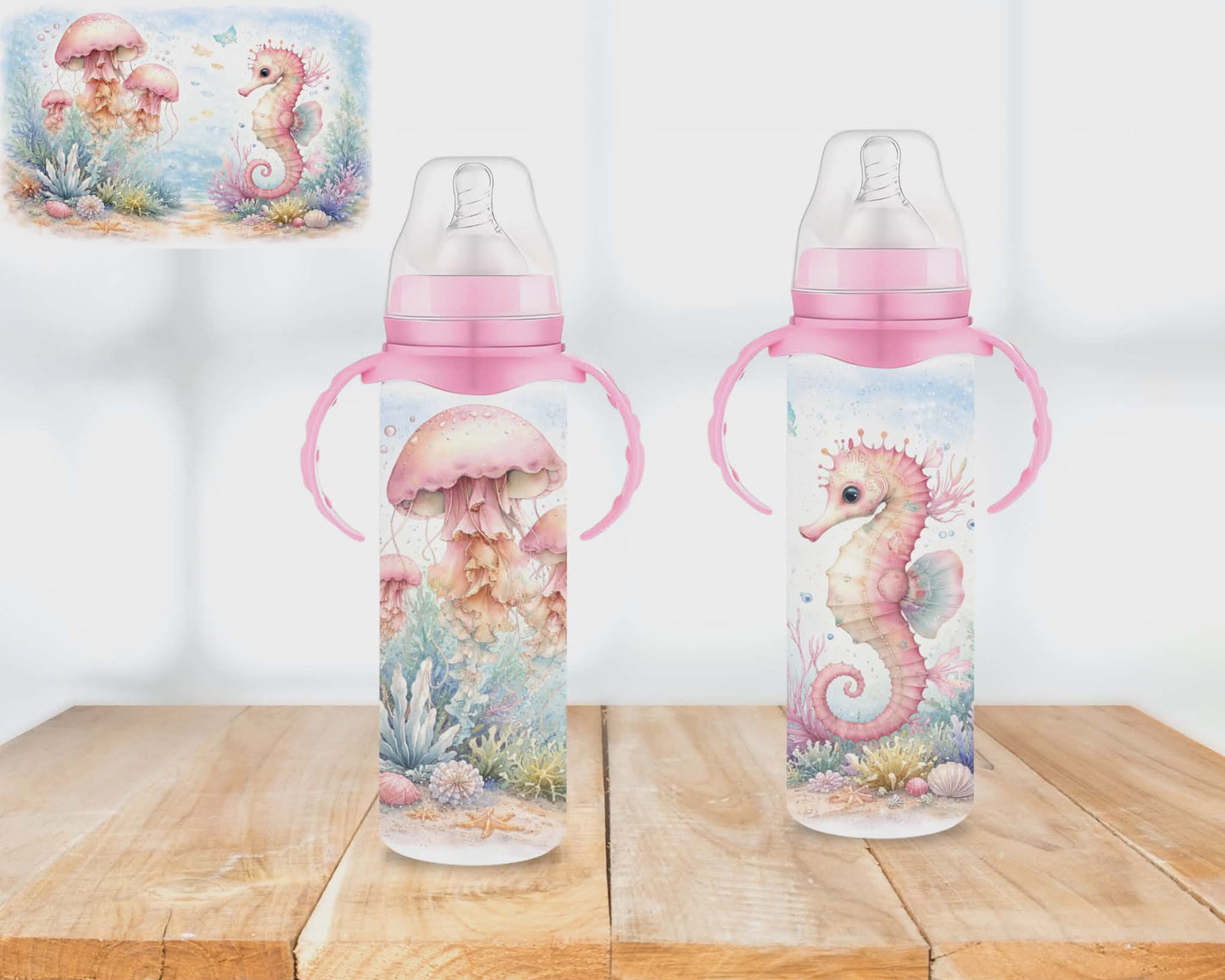 🍼 Biberons sublimé - hyppocampe et méduse