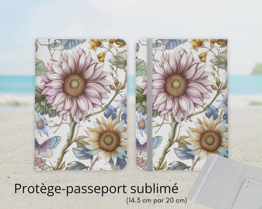 Protège-passeport sublimé - Tournesol rose