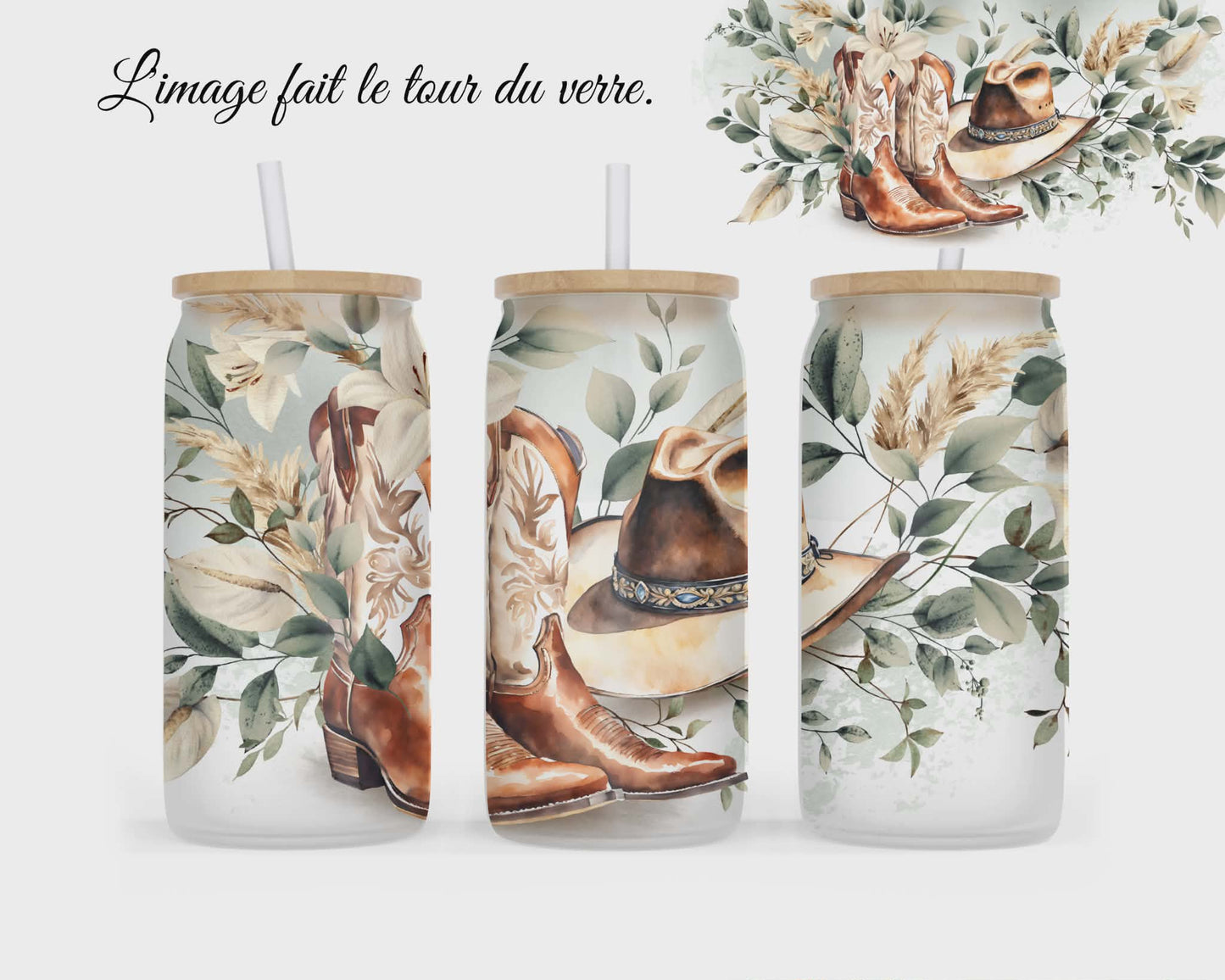 🥤 Verre givré sublimé – botte cowgirl v.2