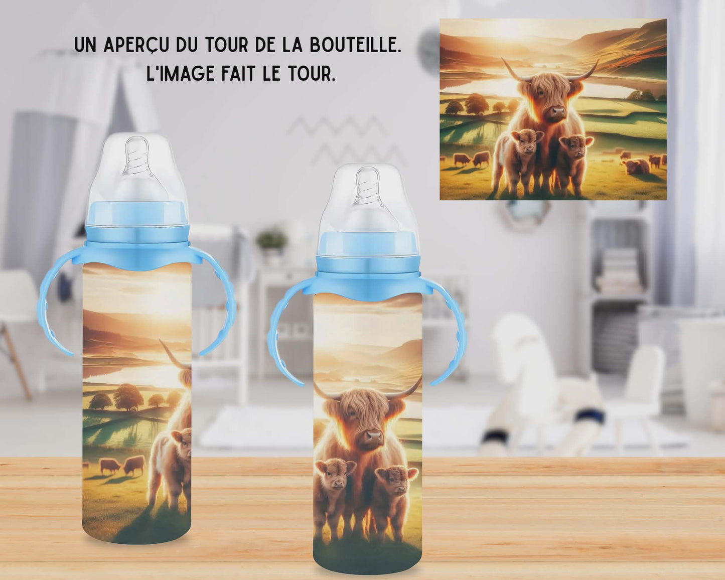 🍼 Biberons sublimé - Vaches highland