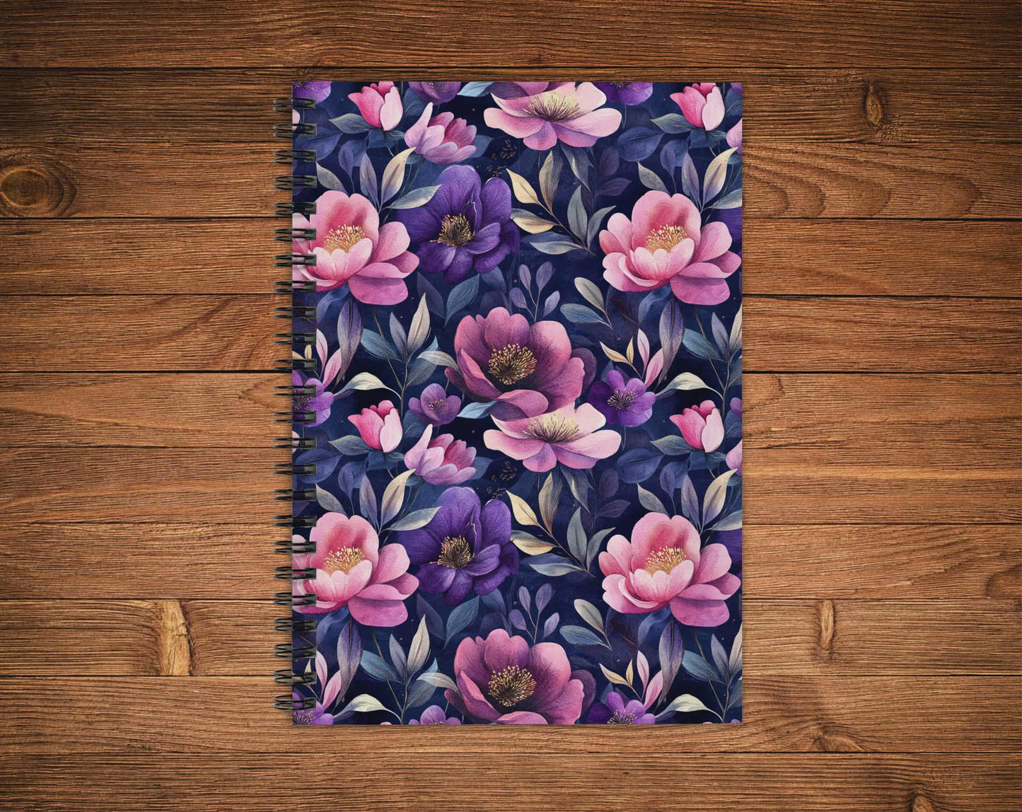 Cahier de notes - fleur rose et mauve