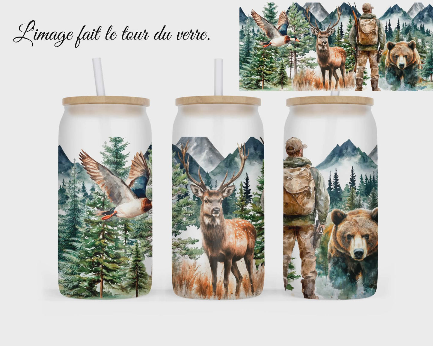 🥤 Verre givré sublimé – animaux de la forêt v.3