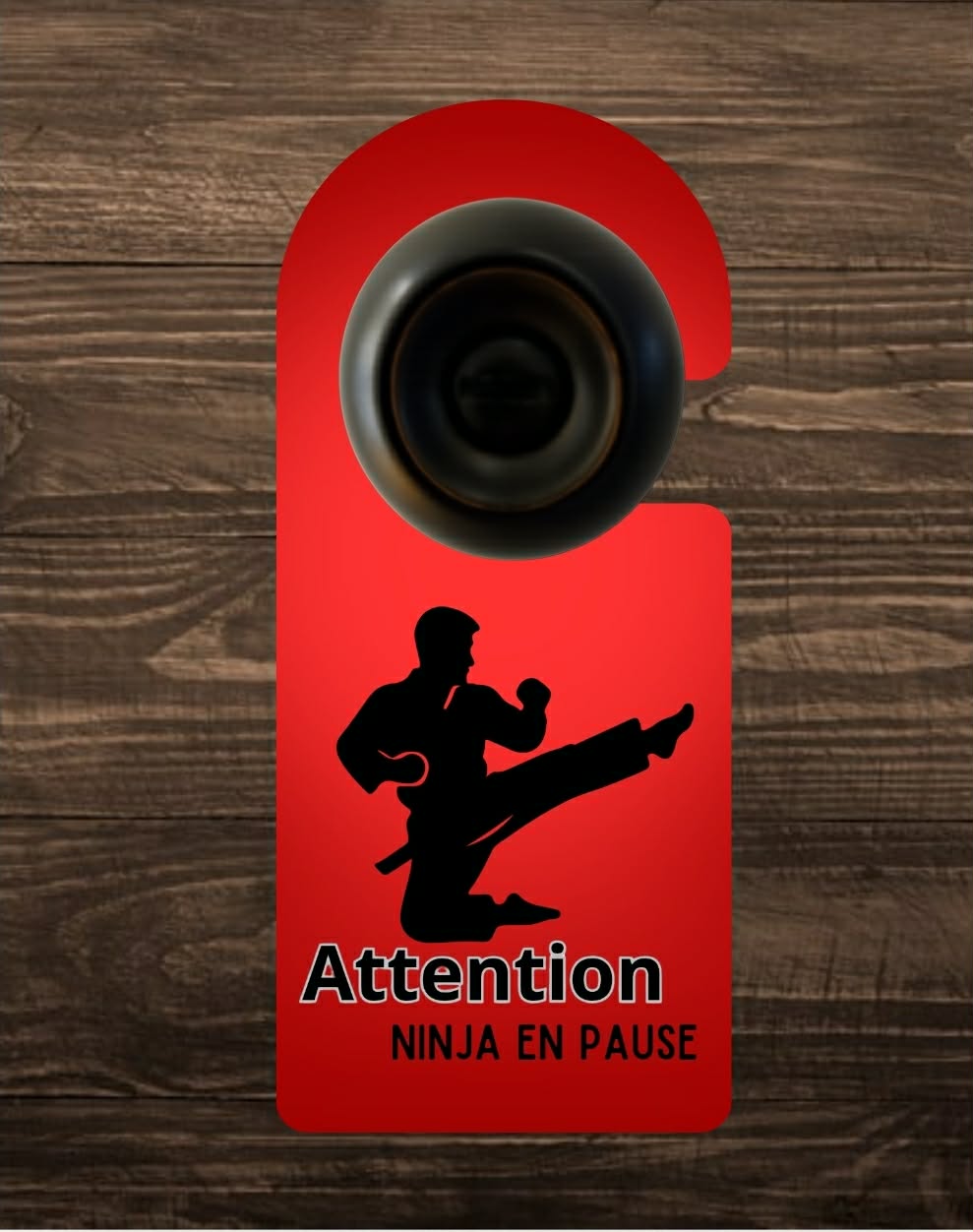 🪝 Accroche-porte personnalisé – Attention ninja en pause