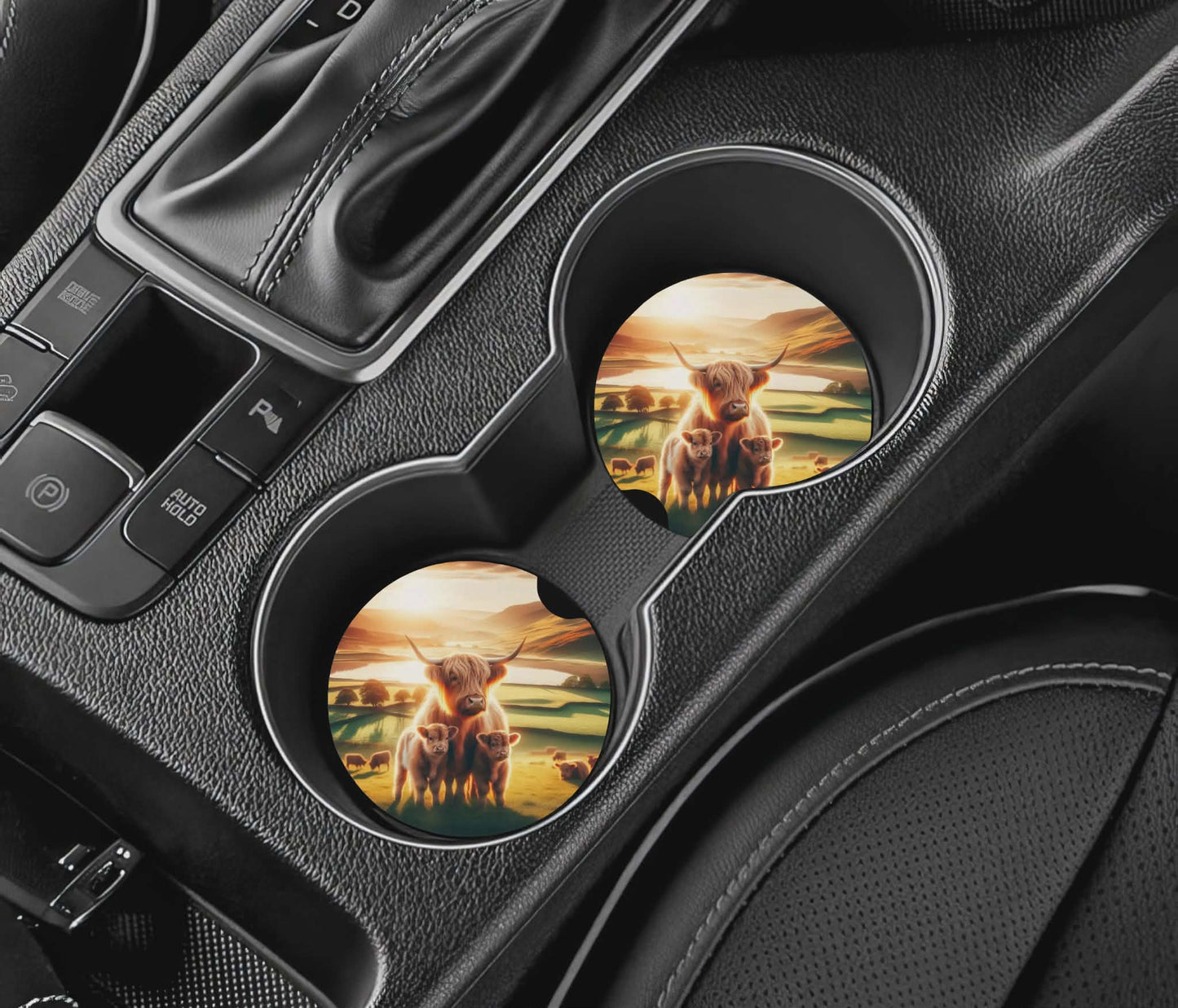 Sous-verre auto - vaches highland