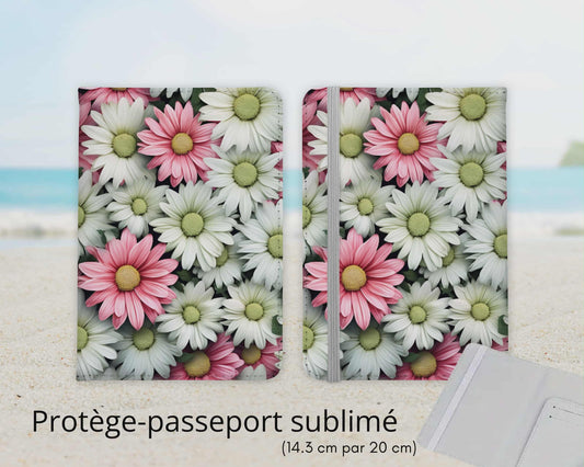 Protège-passeport sublimé - Fleurs rose et blanc