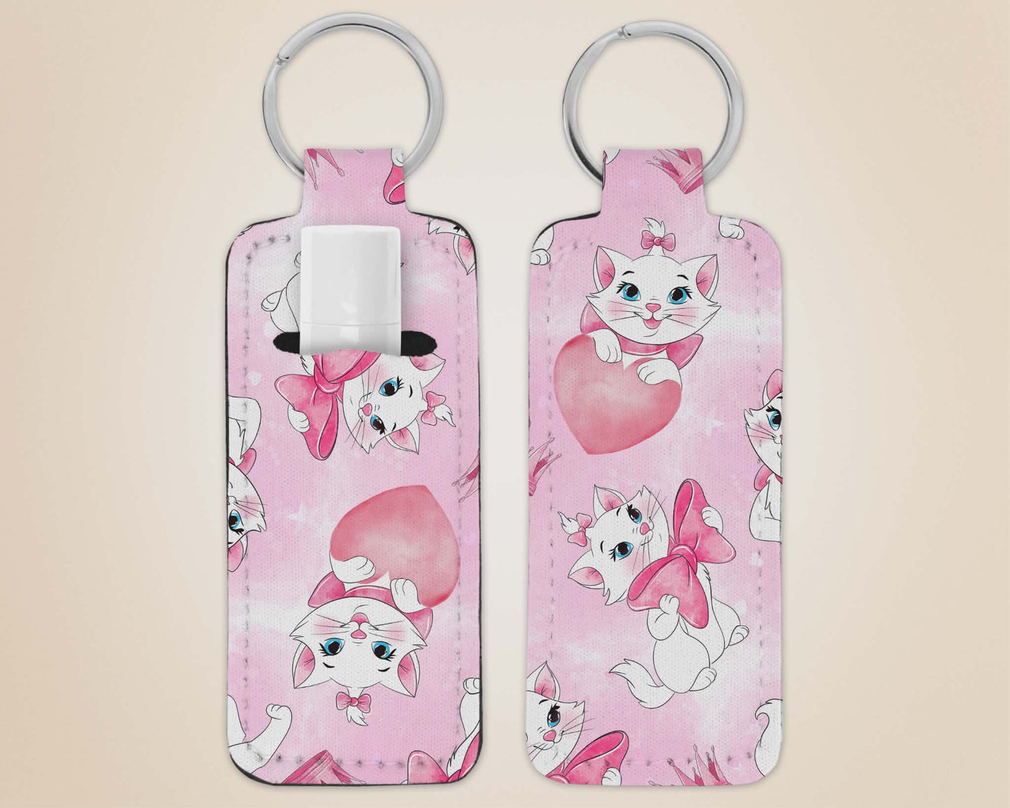 Porte-clé avec pochette - chat blanc