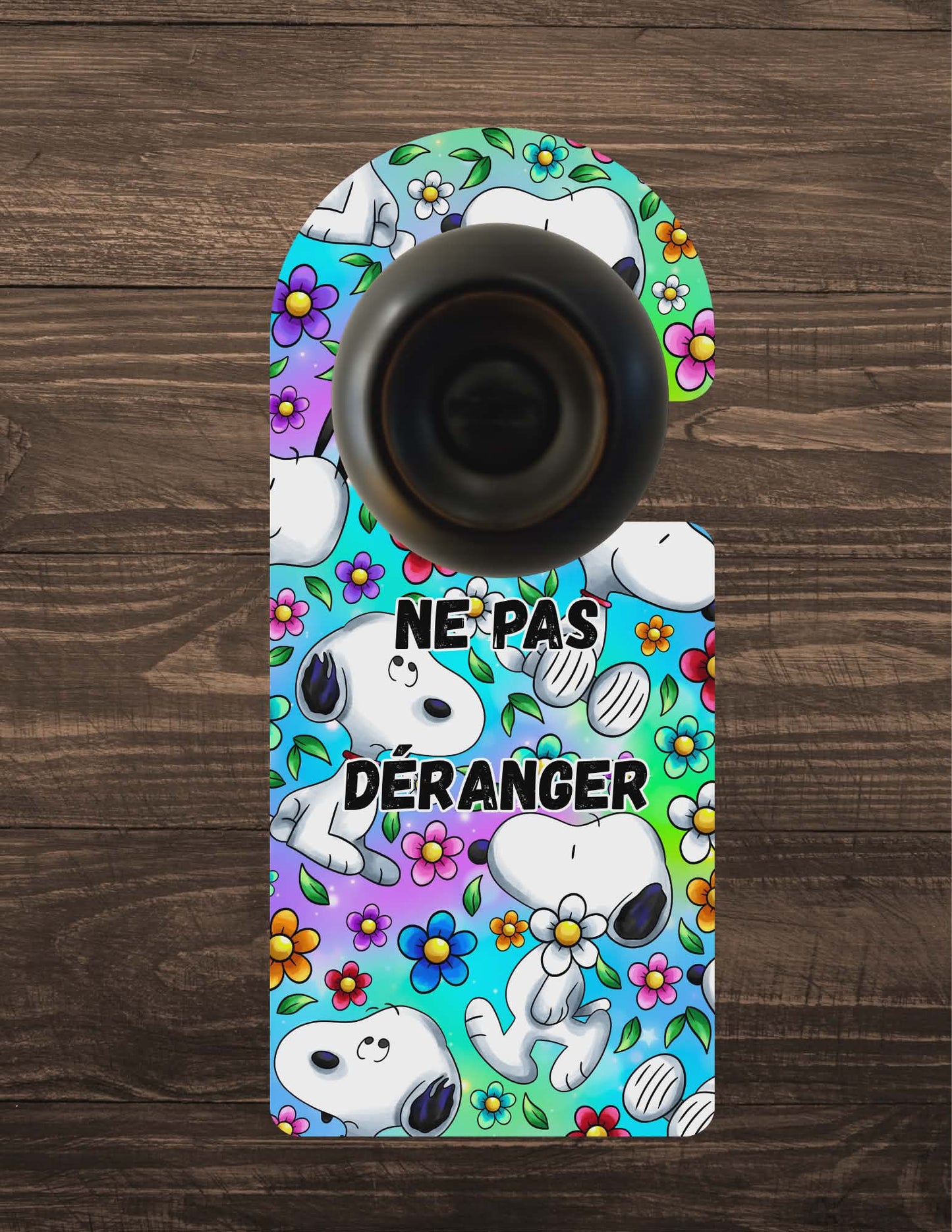 🪝 Accroche-porte personnalisé – Ne pas déranger chien blanc avec fleur