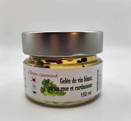 Gelée de vin blanc, poivre rose et cardamone