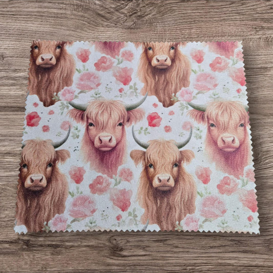 Linge à lunette - vache et rose