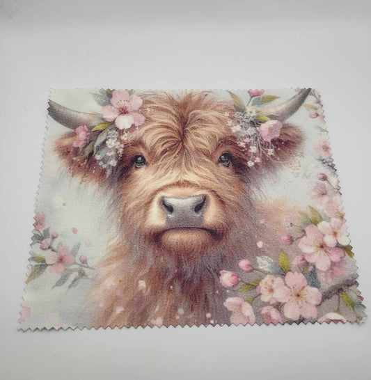 Linge à lunette - Vache et fleurs