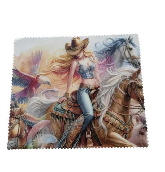 Linge à lunette - Fille sur son cheval