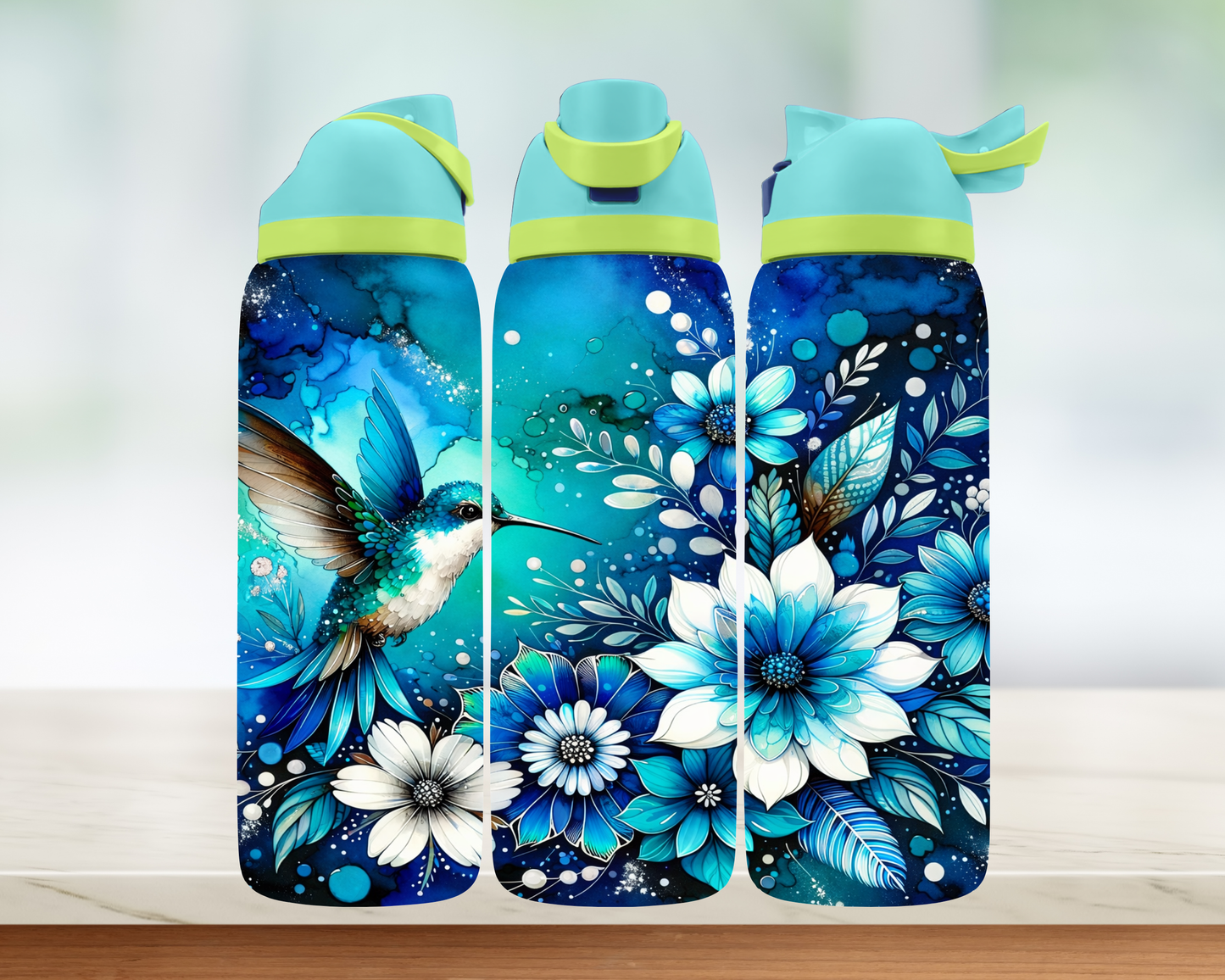 Bouteille style Owala - Colibri bleu