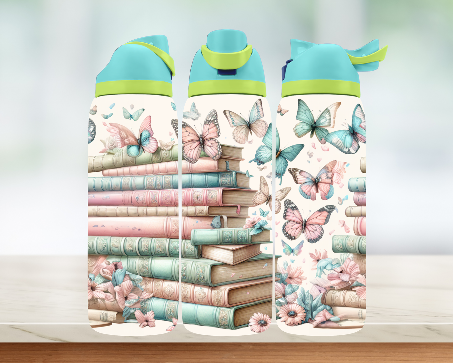 Bouteille style Owala - Livres et papillons