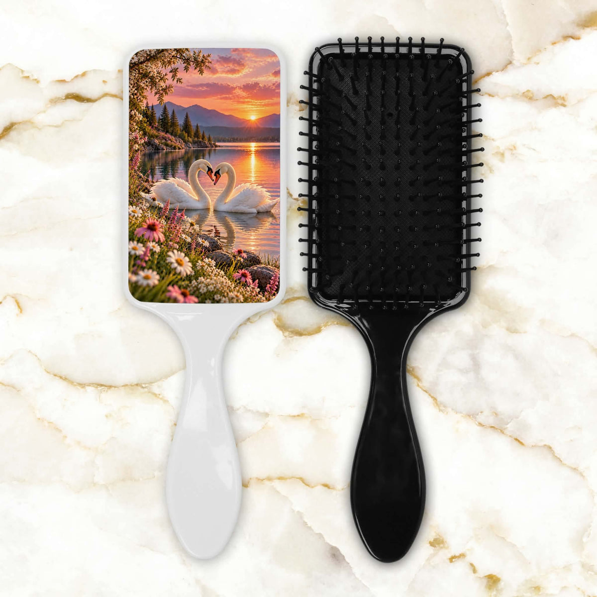 Brosse à cheveux - Cignes