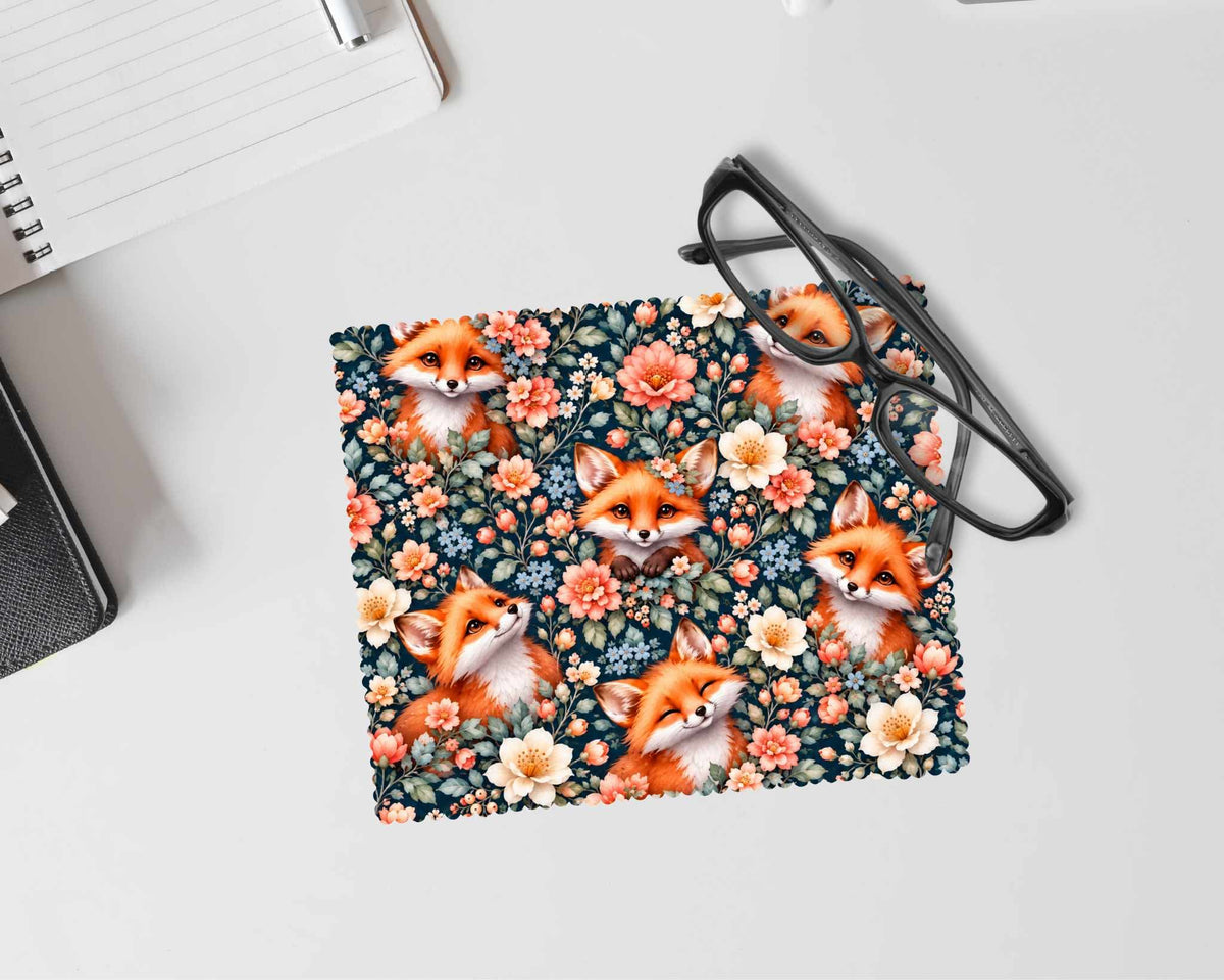 Linge à lunette - Petit renard et fleur