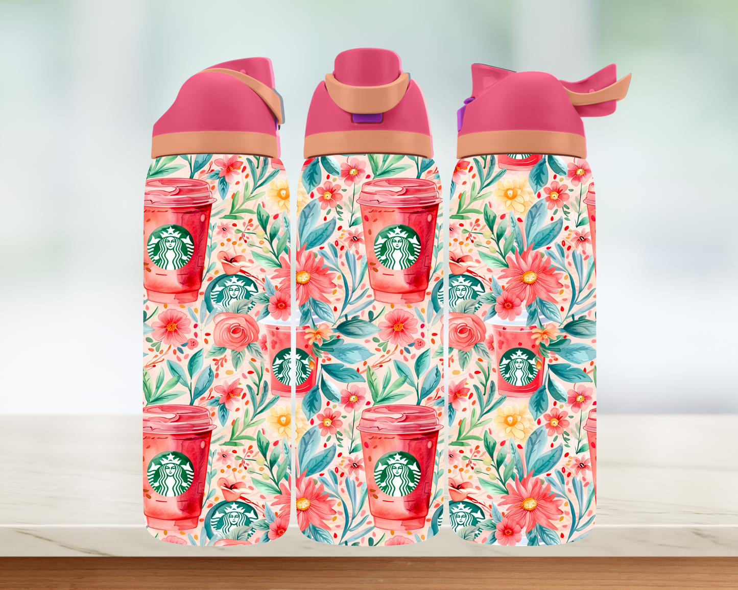 Bouteille style Owala - Café rose