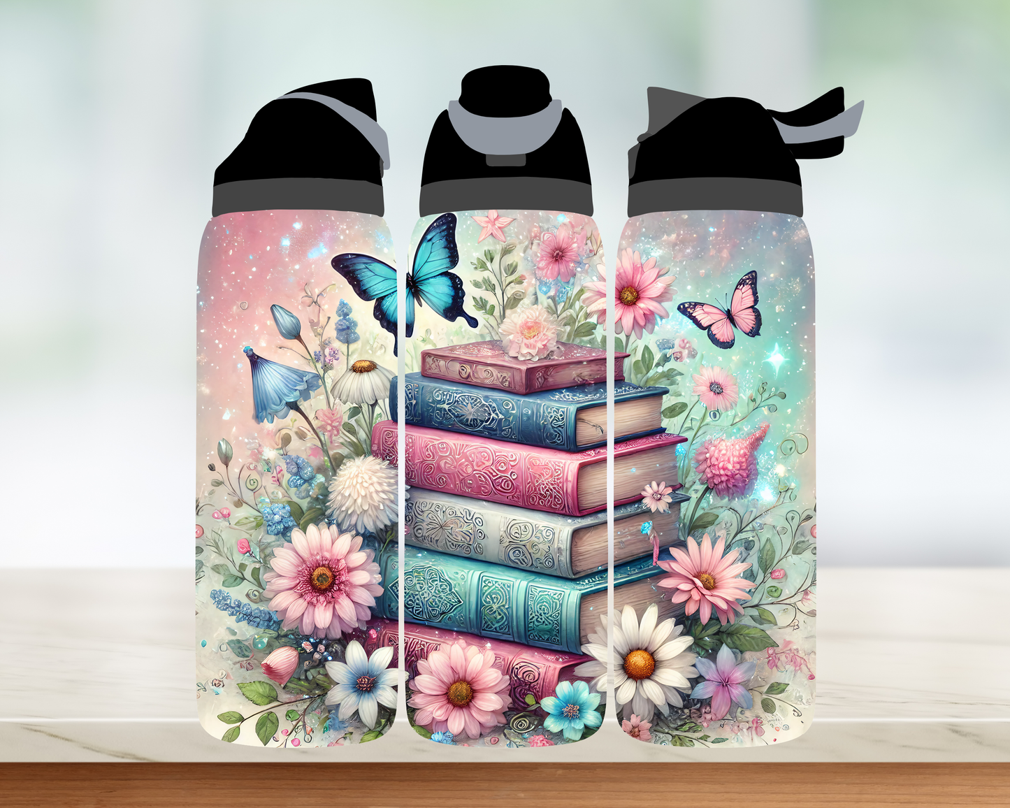 Bouteille style Owala - Lectures et fleurs