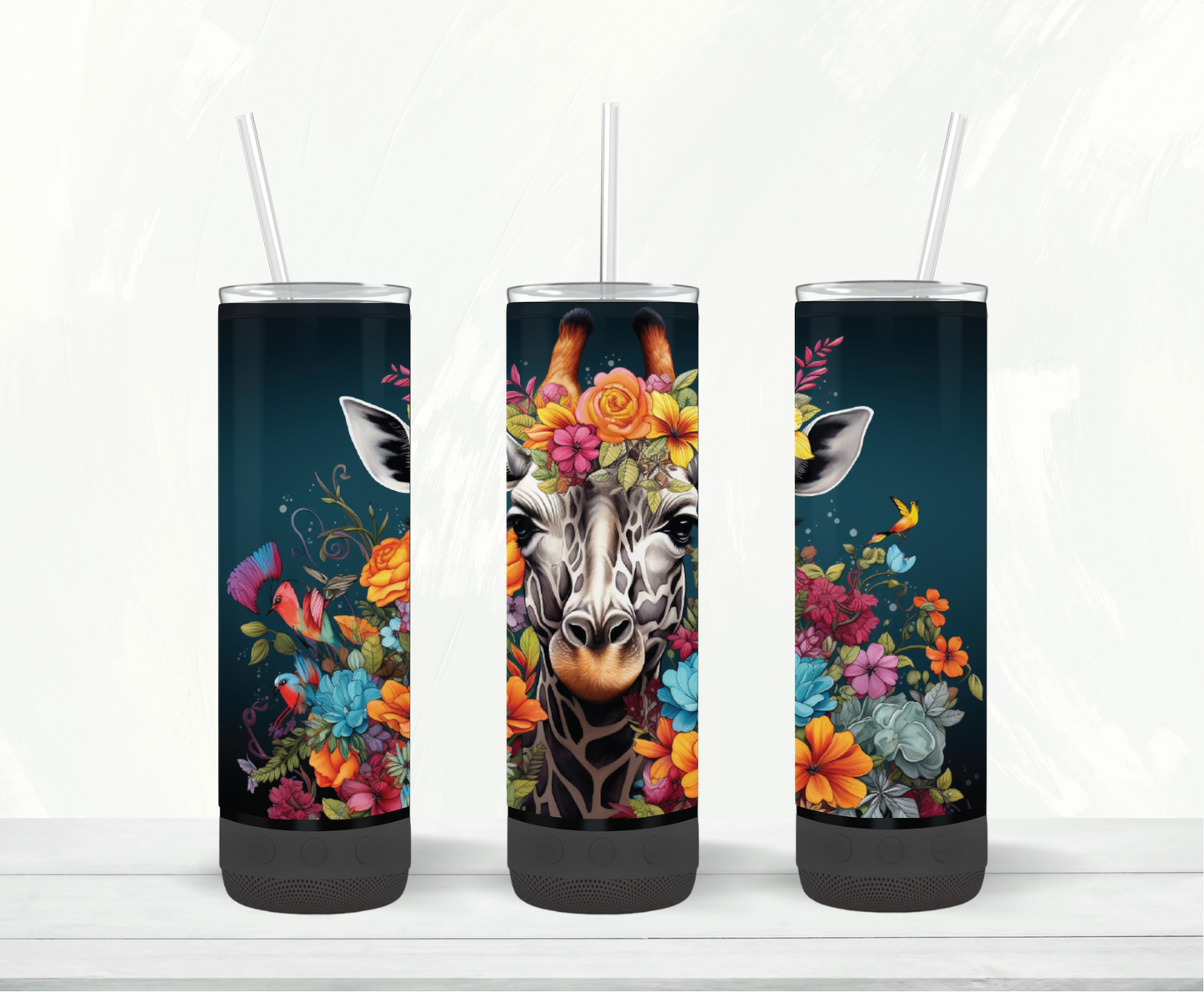 Tumbler Speaker - Girafe fleurs