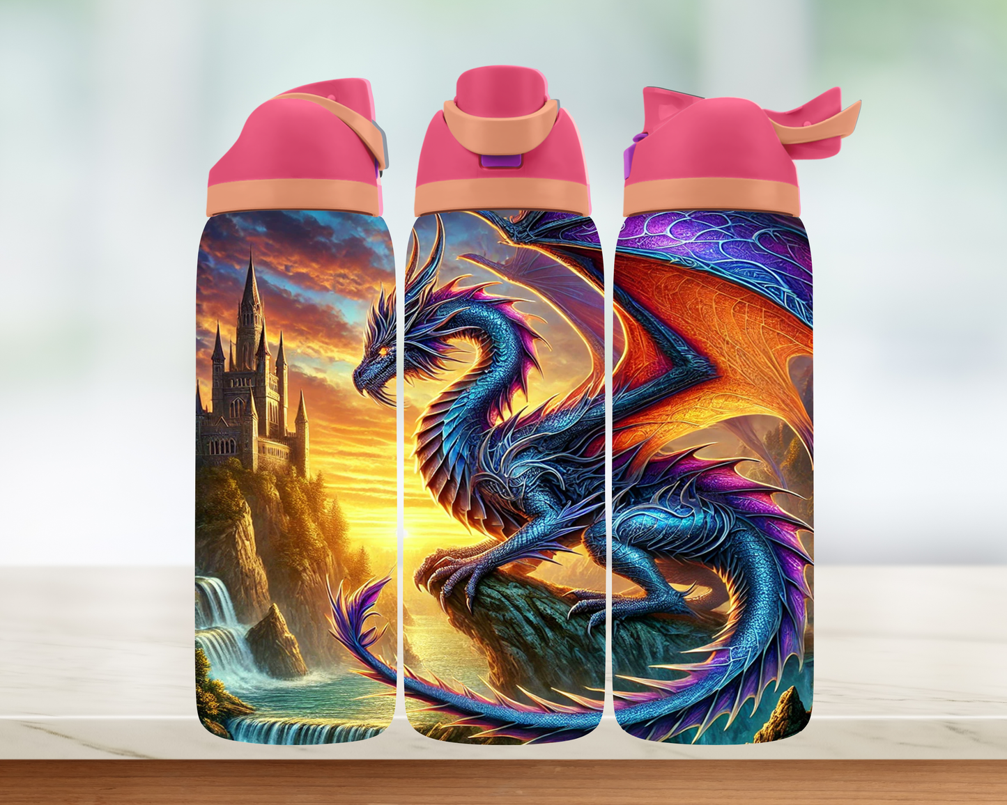 Bouteille style Owala - Dragon et chateau
